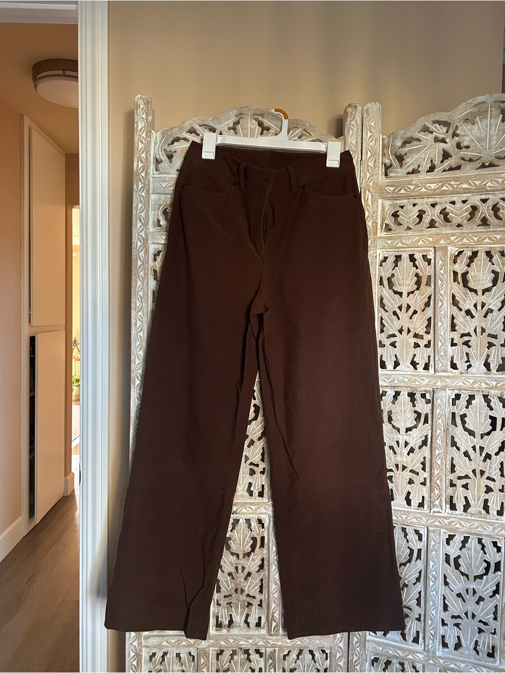 Lululemon City Sleek 5 Pocket Wide-leg High-Rise Pant in Brown